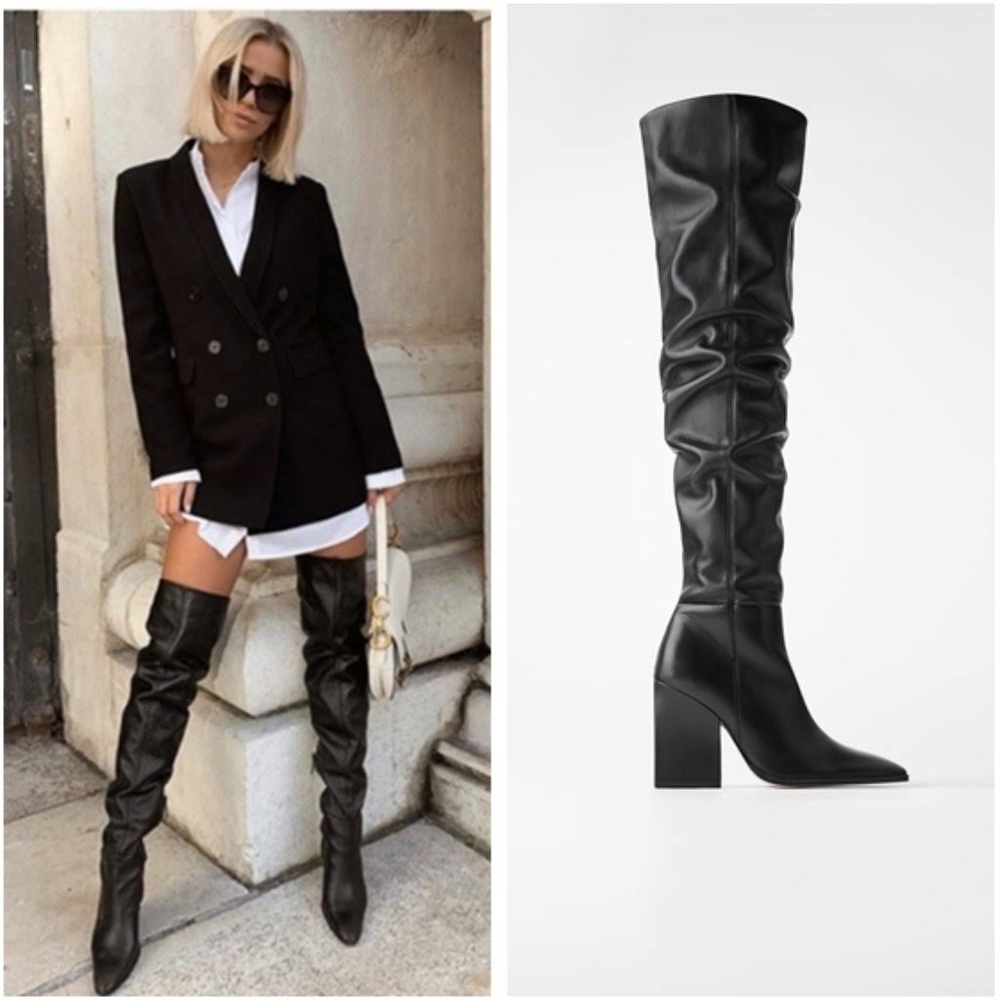 Zara Geometric Over the Knee Boots